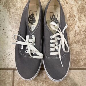 Vans Gray Canvas Low-Top Sneakers with White Laces